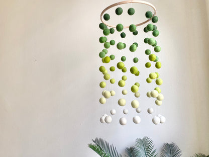 Green Gradient Felt Ball Ceiling Mobile