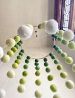 Green Gradient Felt Ball Ceiling Mobile