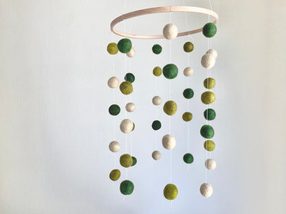 Olive Green Felt Ball Ceiling Mobile