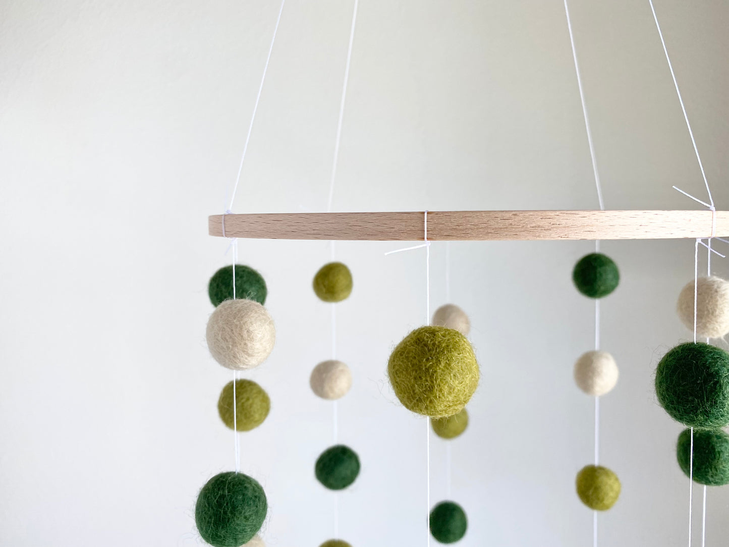 Olive Green Felt Ball Ceiling Mobile