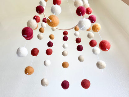 Reds & Cider Felt Ball Ceiling Mobile