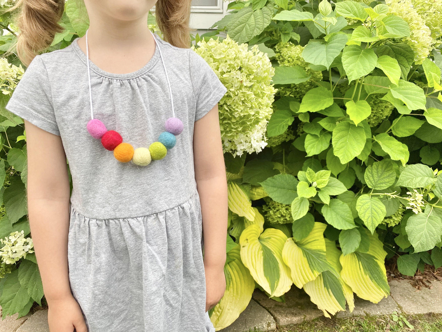 Felt Ball Rainbow Necklace - Redheadnblue