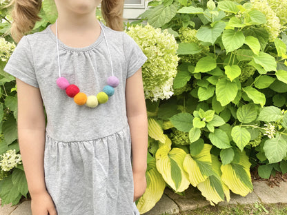 Felt Ball Rainbow Necklace - Redheadnblue