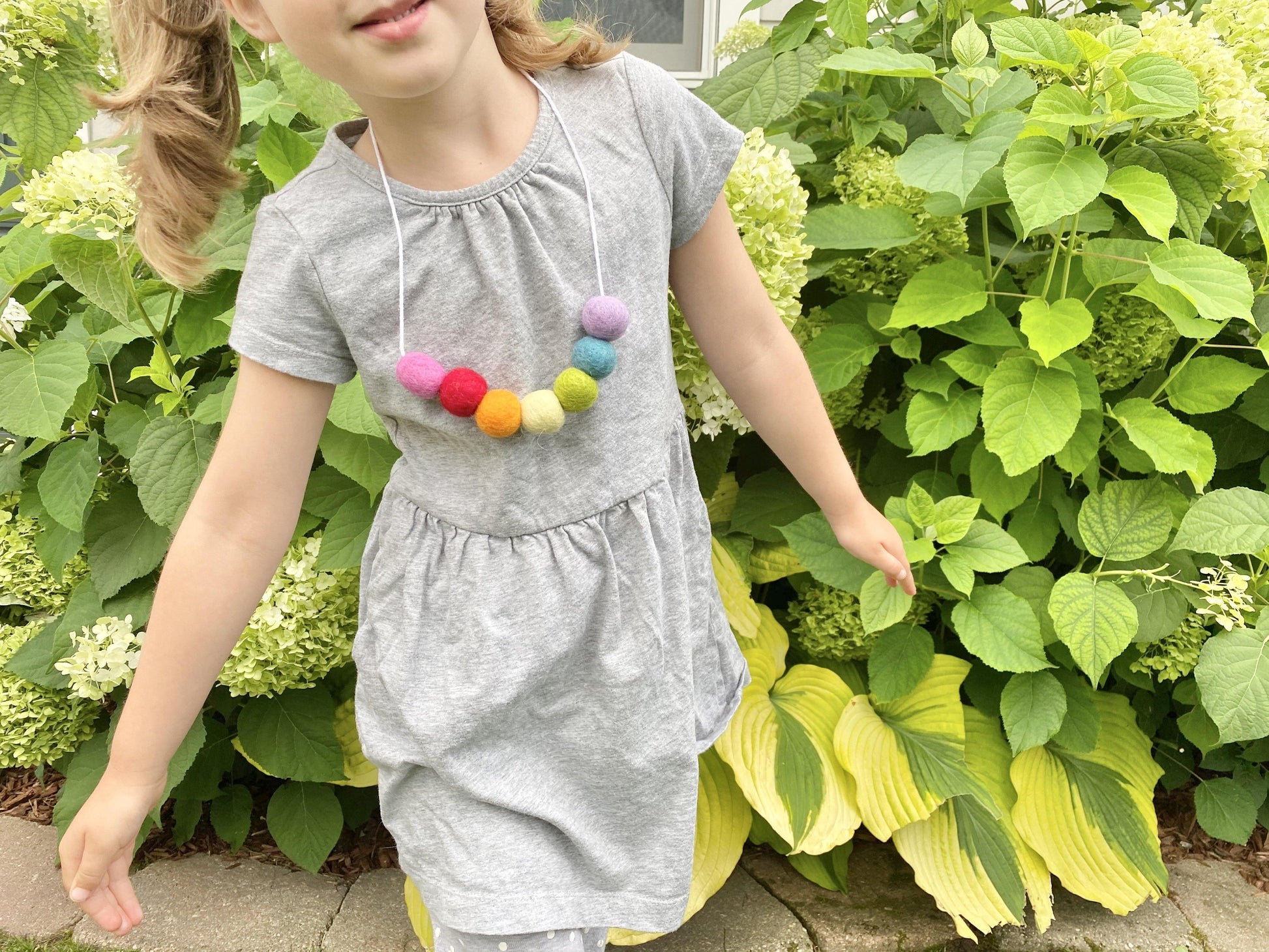 Felt Ball Rainbow Necklace - Redheadnblue