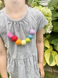 Felt Ball Rainbow Necklace - Redheadnblue