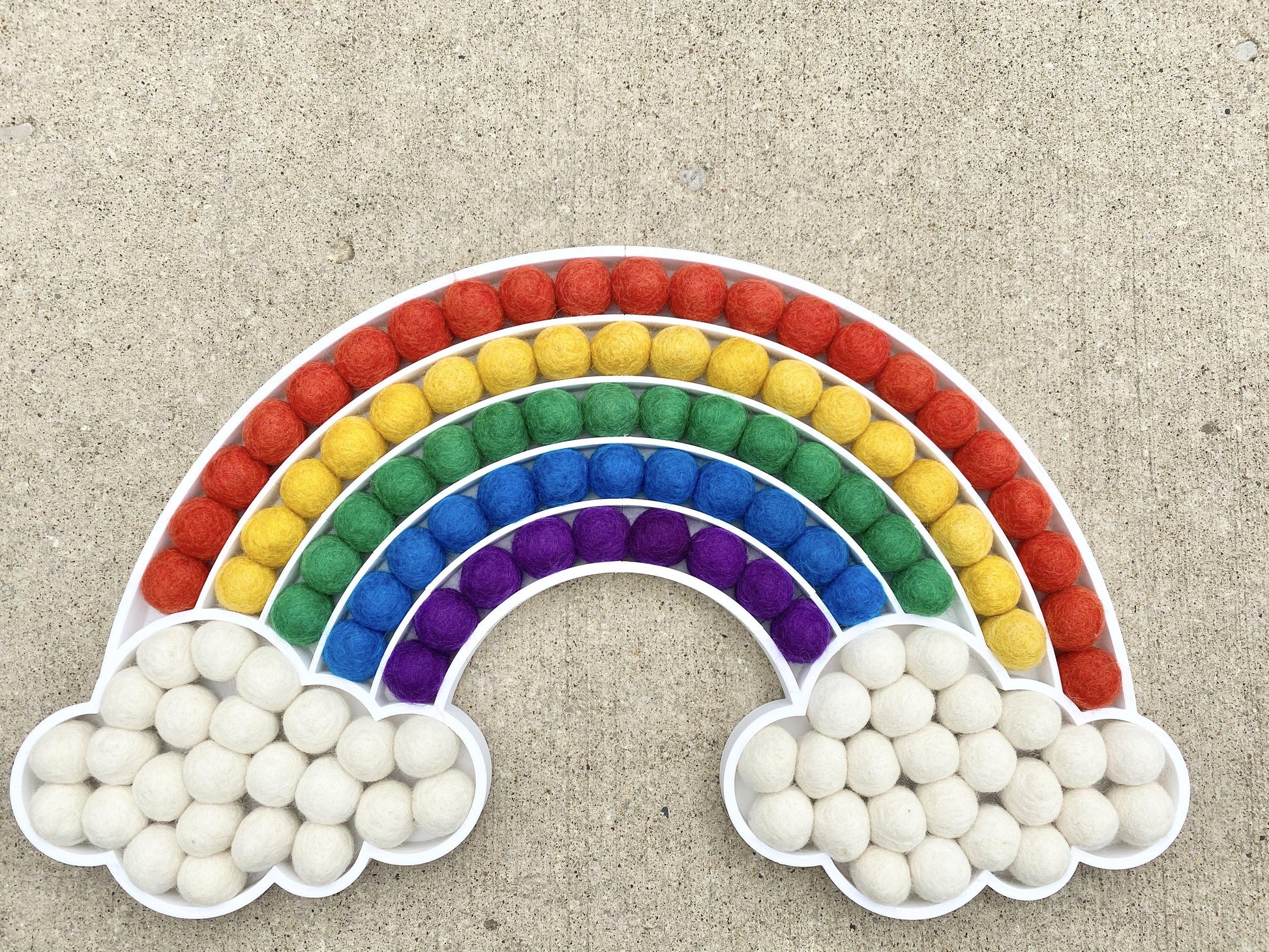 Bold Felt Ball Cloud Rainbow - Redheadnblue