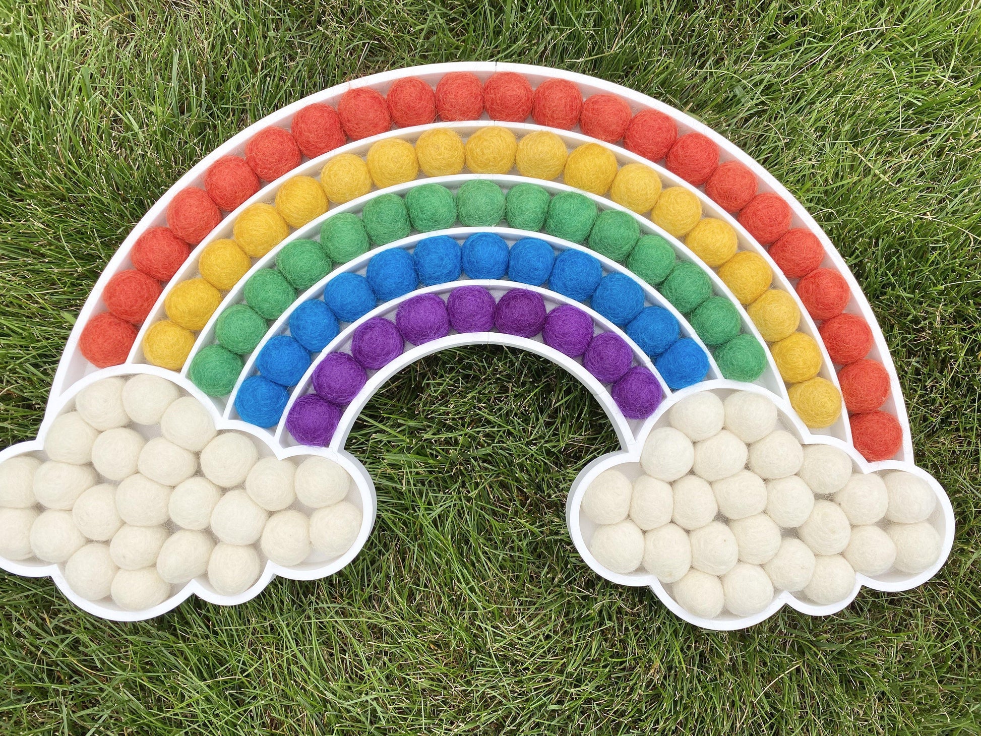 Bold Felt Ball Cloud Rainbow - Redheadnblue