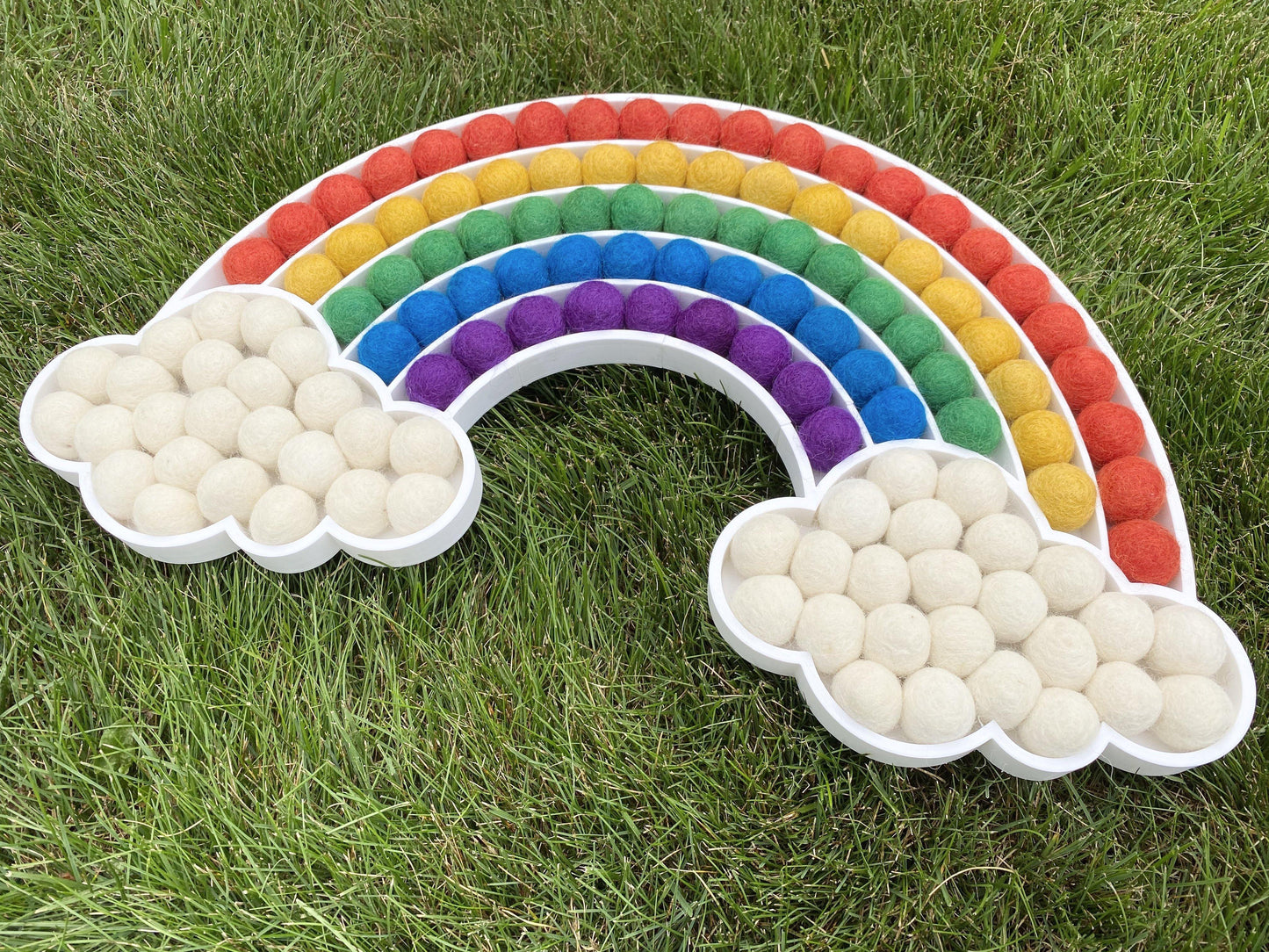 Bold Felt Ball Cloud Rainbow - Redheadnblue