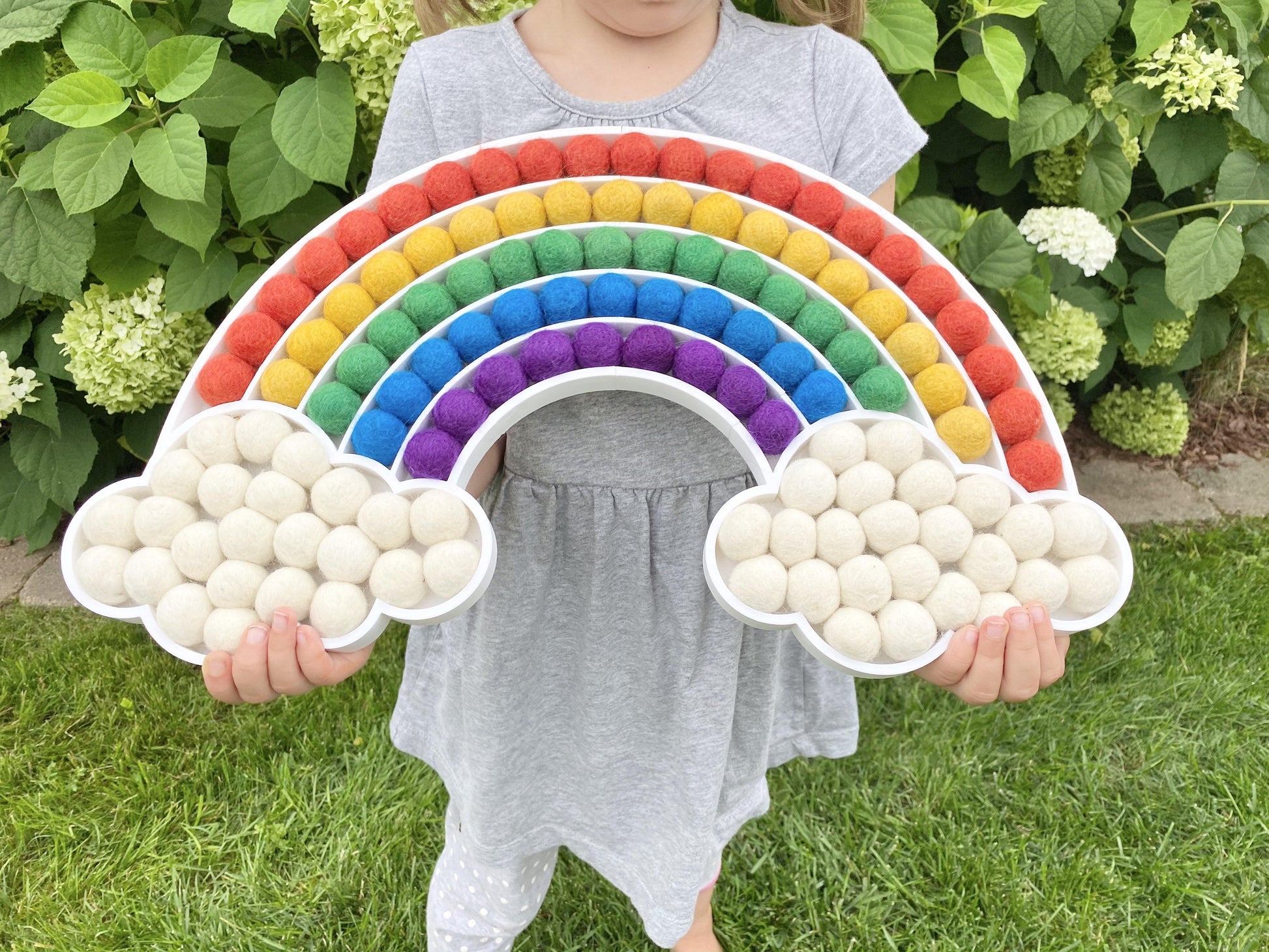 Bold Felt Ball Cloud Rainbow - Redheadnblue