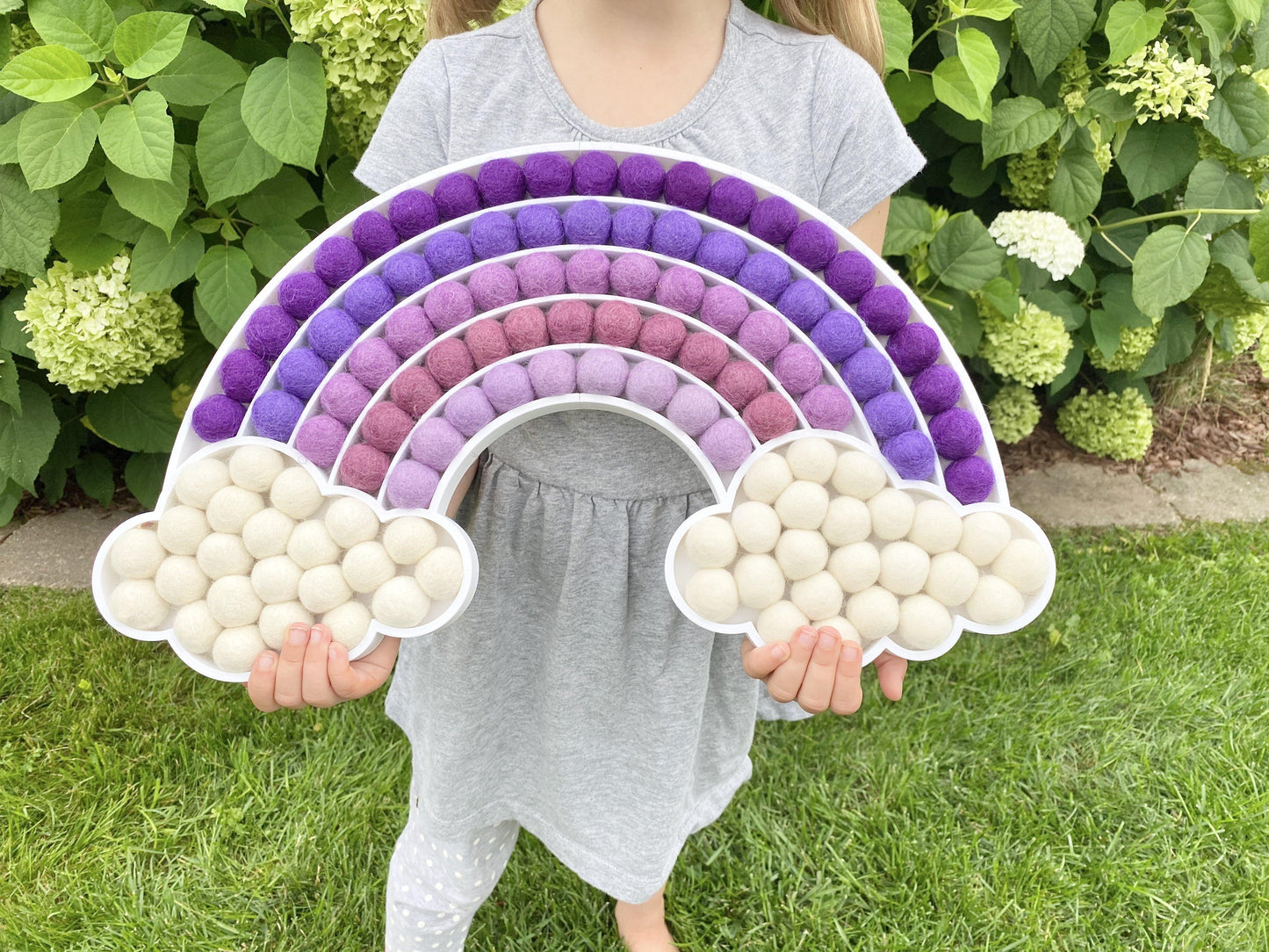 Purple Ombre Felt Ball Cloud Rainbow - Redheadnblue