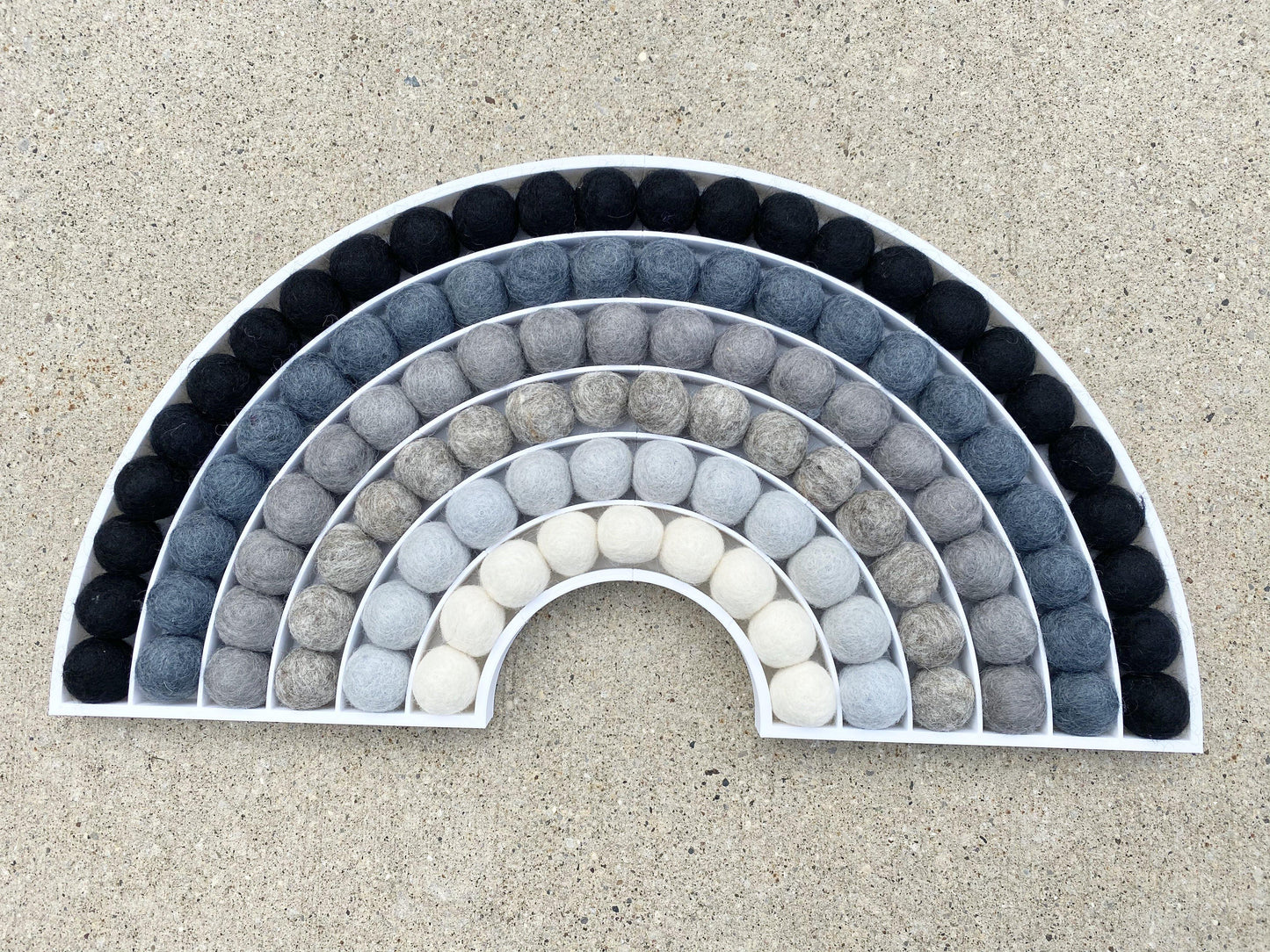 Shades of Gray Felt Ball Rainbow - Redheadnblue