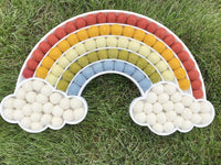 Muted Felt Ball Cloud Rainbow - Redheadnblue