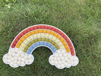 Muted Felt Ball Cloud Rainbow - Redheadnblue