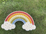 Muted Felt Ball Cloud Rainbow - Redheadnblue