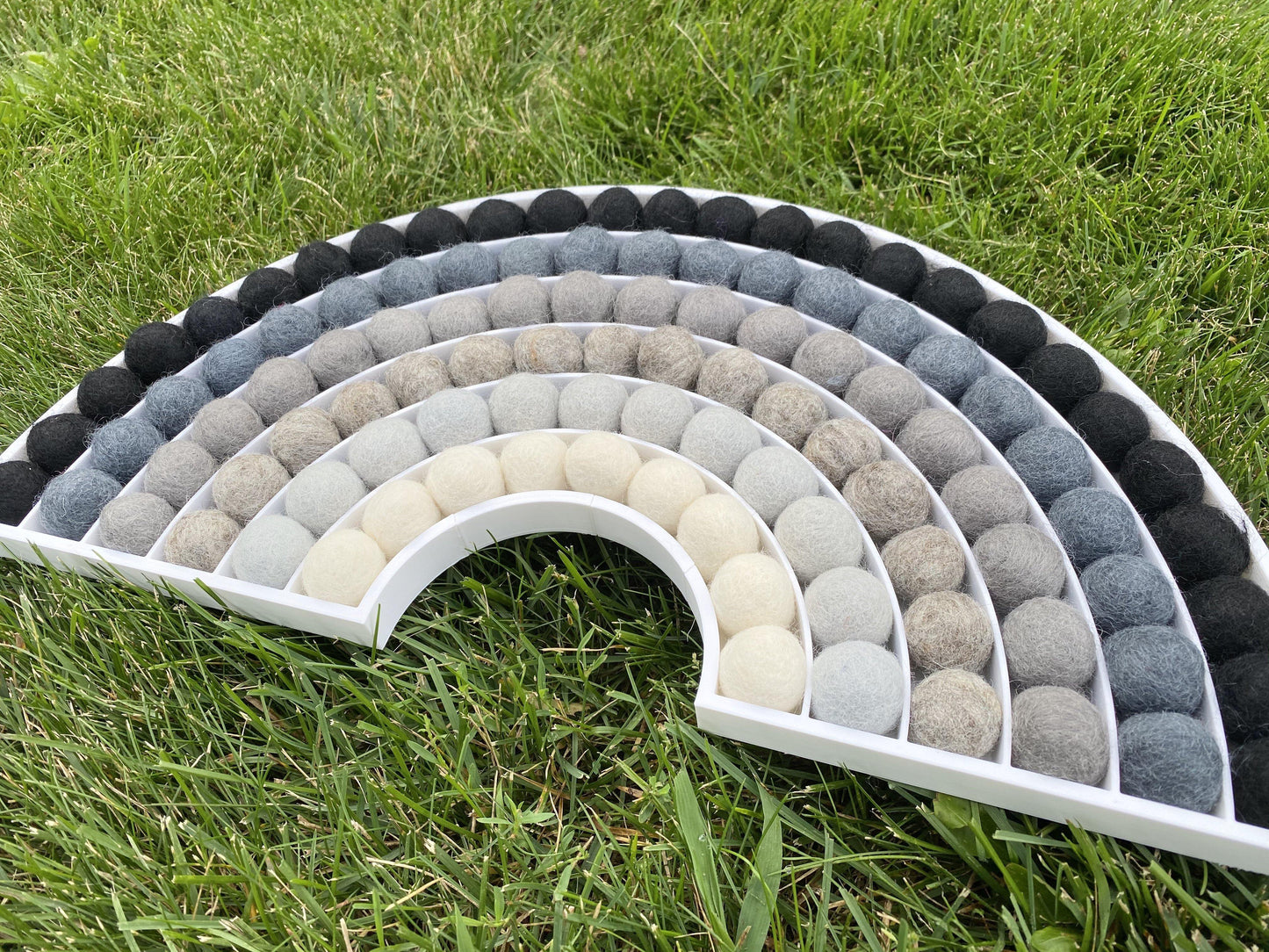 Shades of Gray Felt Ball Rainbow - Redheadnblue