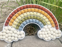 Muted Felt Ball Cloud Rainbow - Redheadnblue