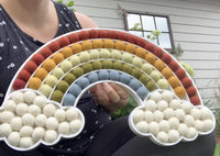Muted Felt Ball Cloud Rainbow - Redheadnblue