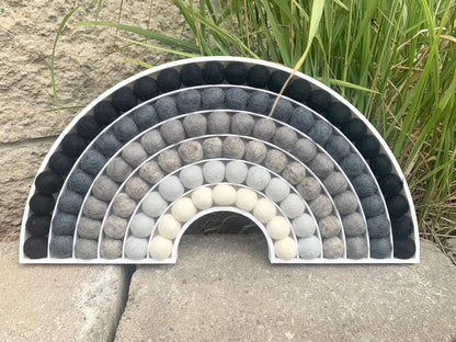 Shades of Gray Felt Ball Rainbow - Redheadnblue