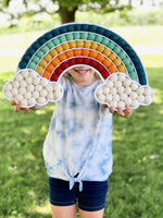 Reverse Felt Ball Cloud Rainbow - Redheadnblue