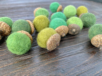 Shades of Green Wool Acorns - Redheadnblue