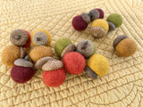 Deep Fall Colored Wool Acorns - Redheadnblue