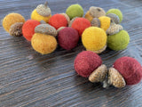 Deep Fall Colored Wool Acorns - Redheadnblue