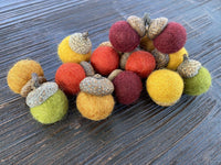 Deep Fall Colored Wool Acorns - Redheadnblue