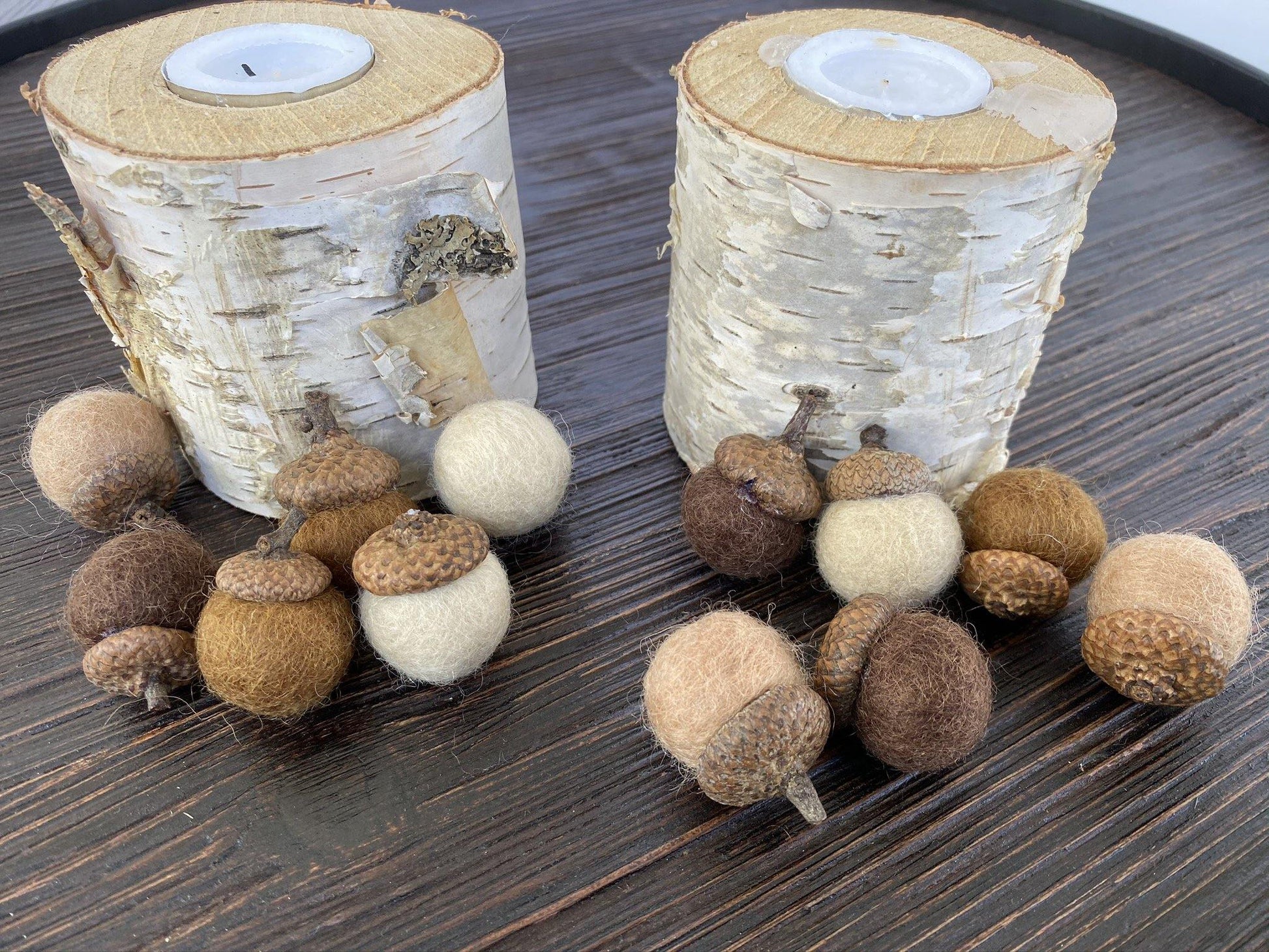 Shades of Brown Wool Acorns - Redheadnblue