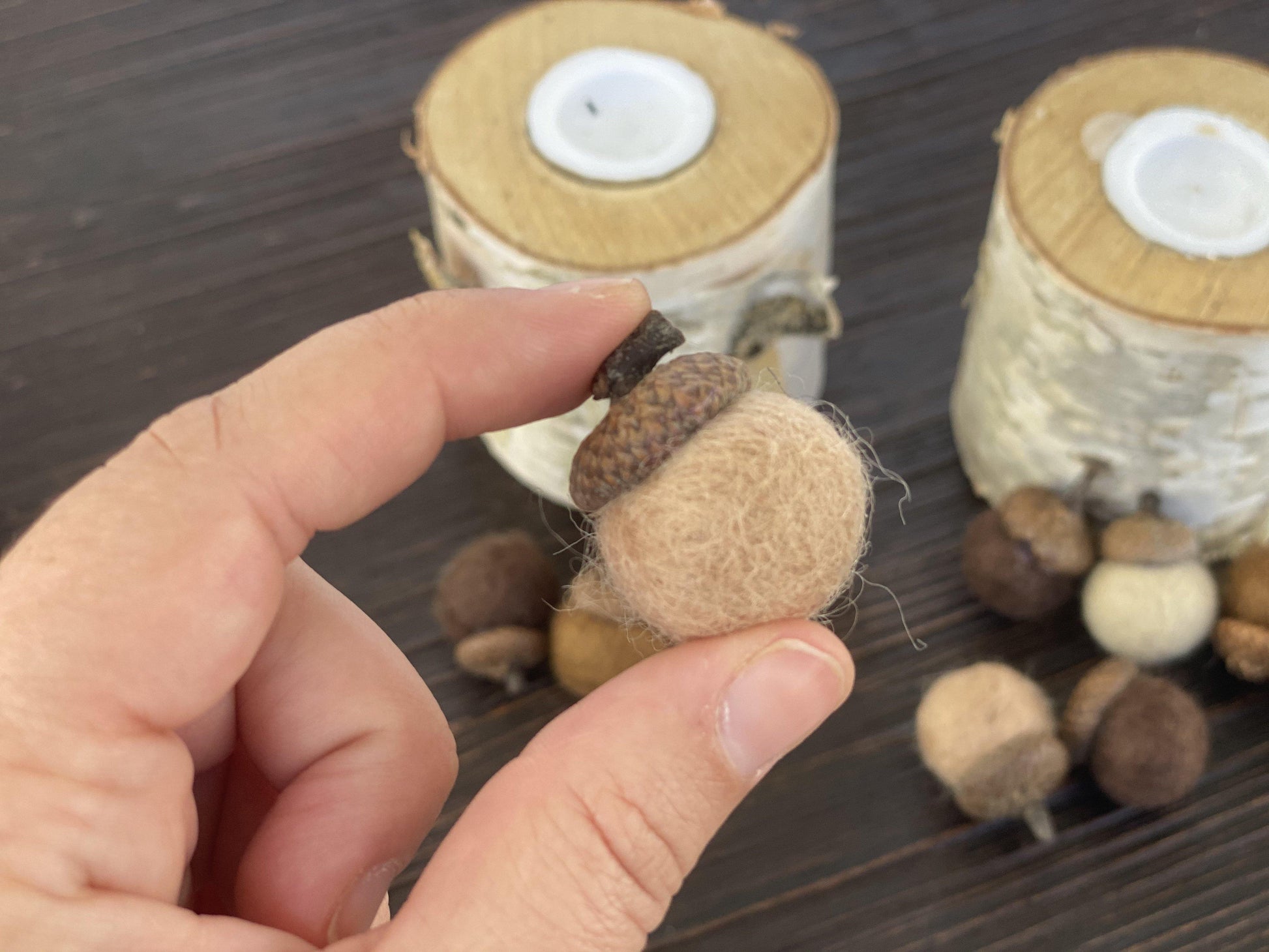 Shades of Brown Wool Acorns - Redheadnblue
