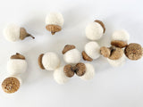 All White Wool Acorns - Redheadnblue