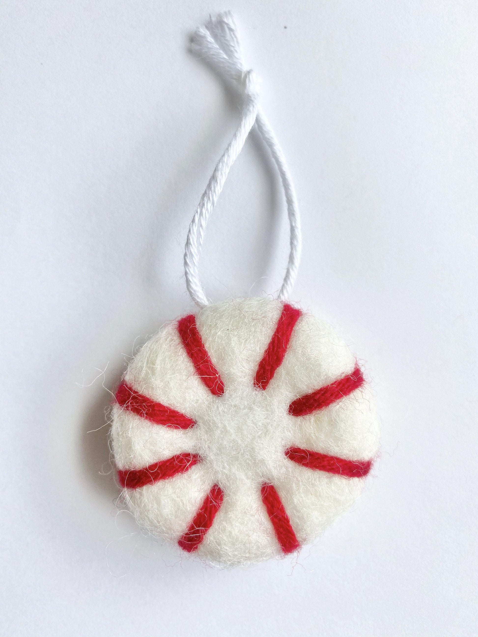 Peppermint Felted Ornaments - Redheadnblue