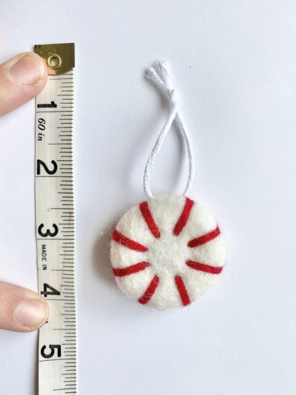 Peppermint Felted Ornaments - Redheadnblue