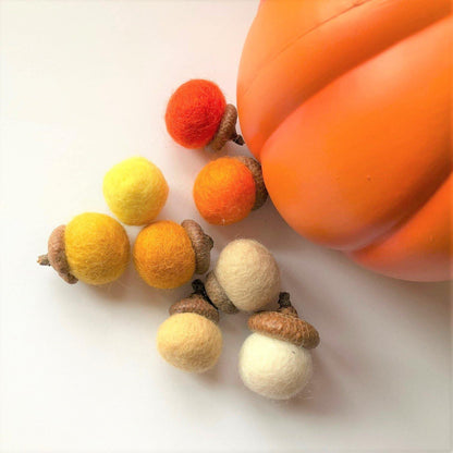 Oranges Wool Acorns - Redheadnblue