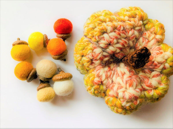 Oranges Wool Acorns - Redheadnblue