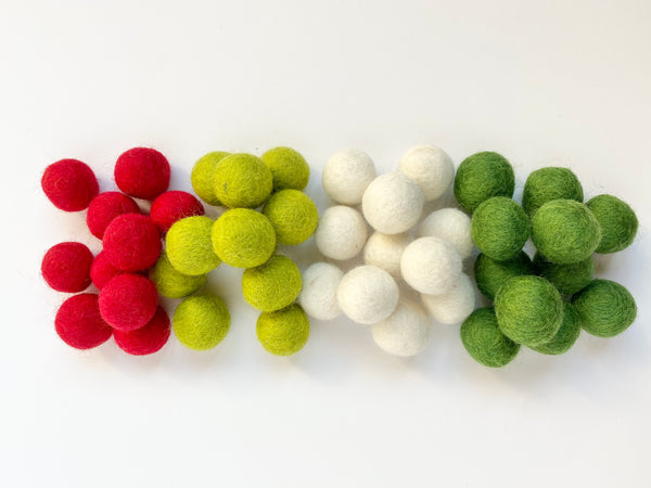 Retro Christmas - 2.5 cm Felt Pom Pom Balls – Wool Jamboree