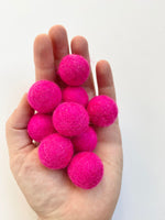 Hot Pink - 2.5 cm Felt Pom Pom Balls