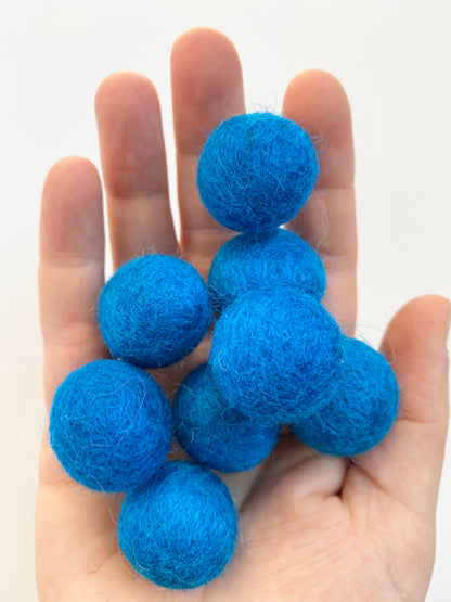 Ocean Blue - 2.5 cm Felt Pom Pom Balls
