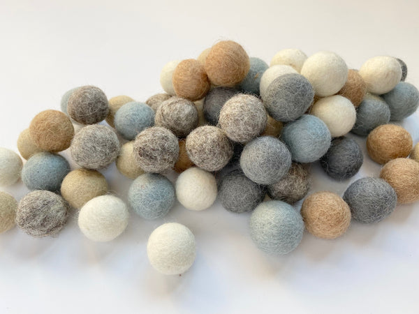 Wool Felt Pom Poms- 50 Neutral Tones