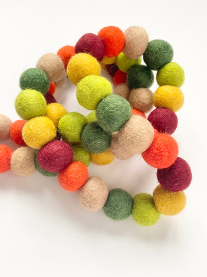 Deep Autumn Tones Felt Ball Garland