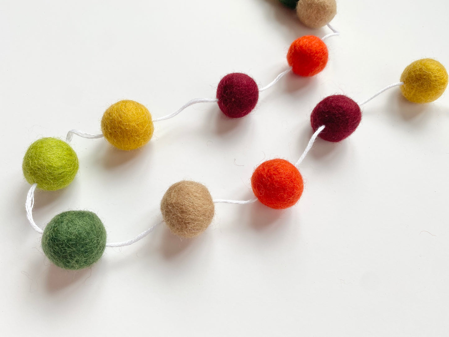 Deep Autumn Tones Felt Ball Garland