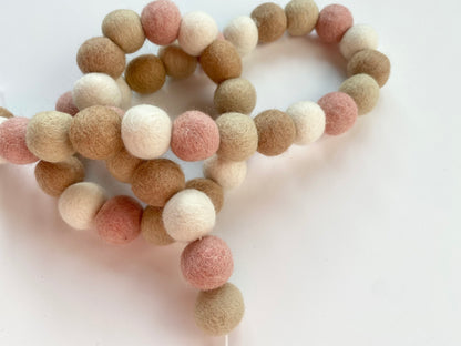 Blush + Neutrals Felt Ball Garland