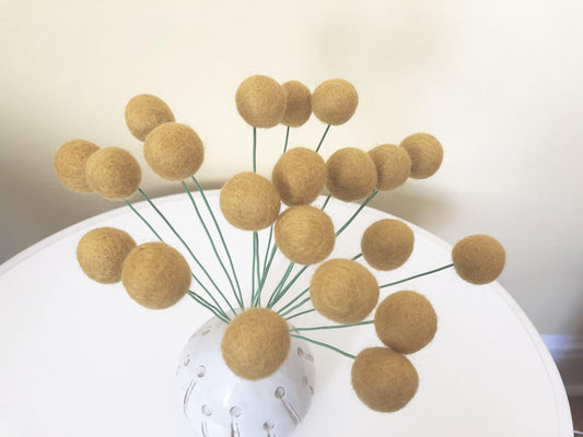 Faux Craspedia Felt Ball Bouquet - Redheadnblue