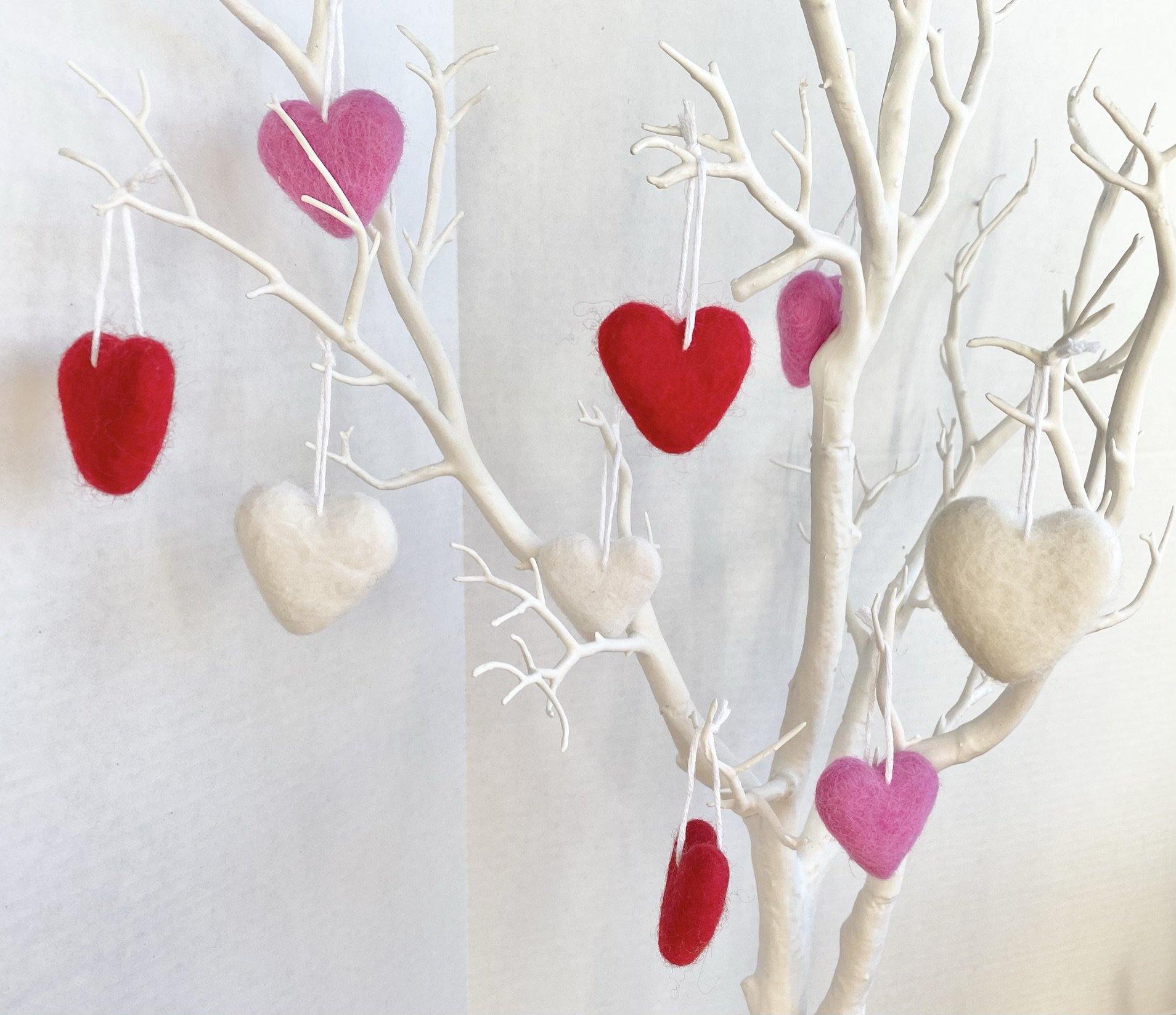 Felt Heart Ornaments - Redheadnblue
