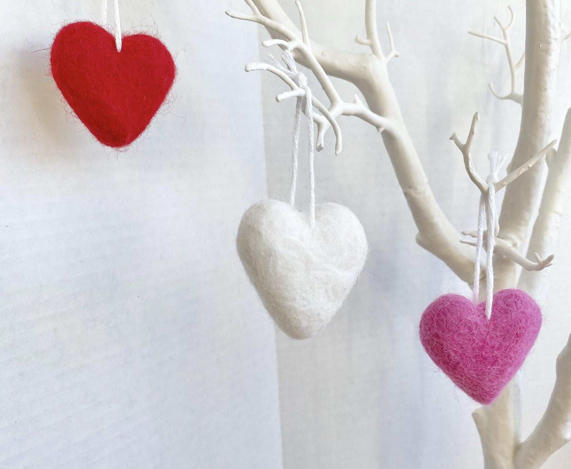 Felt Heart Ornaments - Redheadnblue
