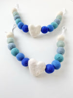 Blue Ombre Heart Curtain Ties - Redheadnblue