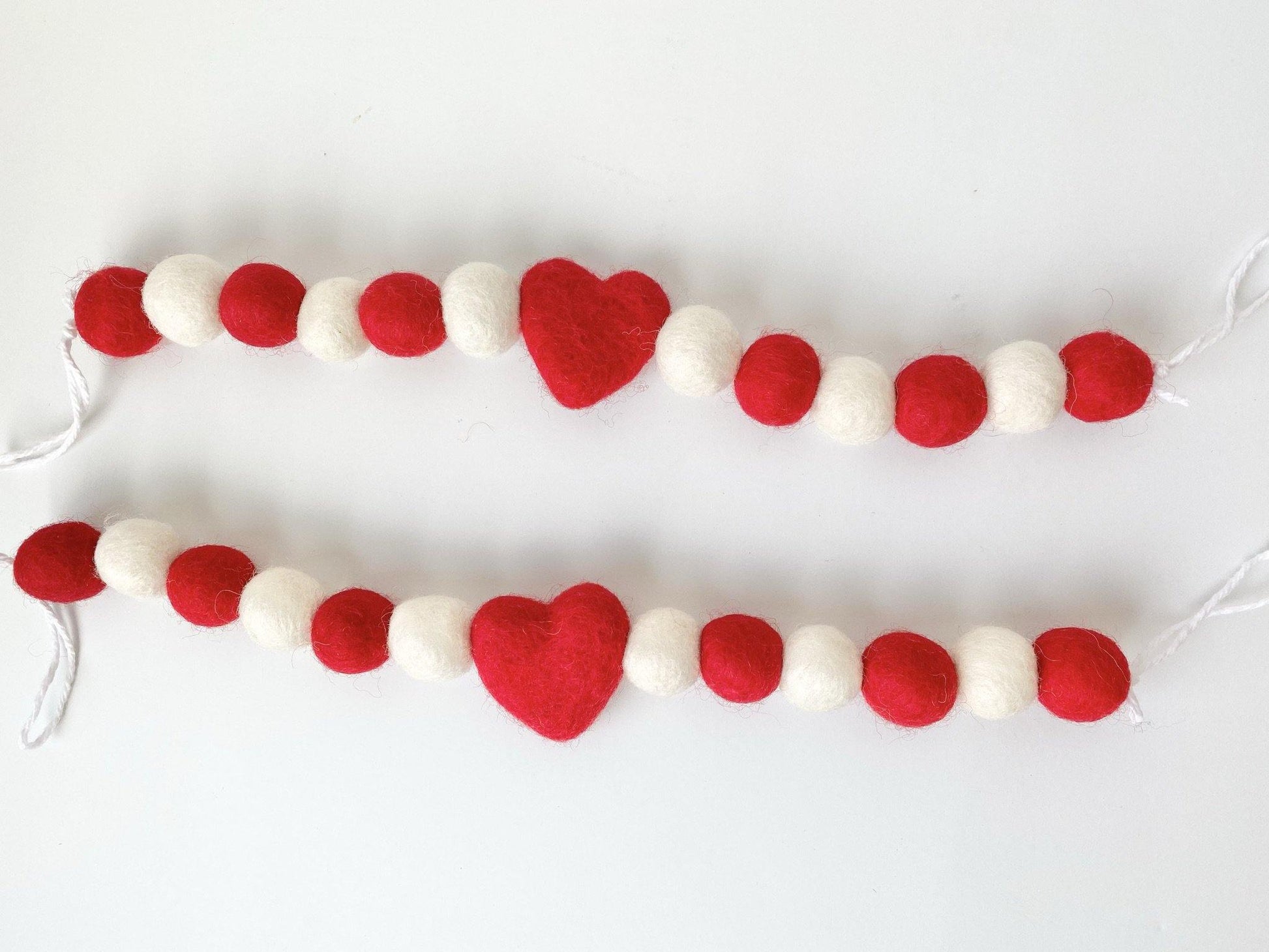 Red & White Heart Curtain Ties - Redheadnblue