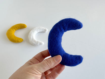 Wool Felted Moons 4 or 8 cm