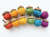Rainbow Wool Acorns - Redheadnblue