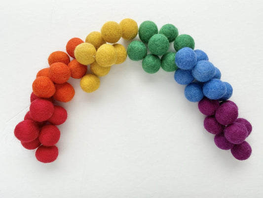Bold Rainbow - 2 cm Felt Pom Pom Balls - Wool Jamboree