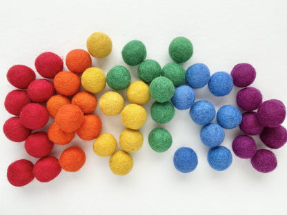 Bold Rainbow - 2 cm Felt Pom Pom Balls - Wool Jamboree